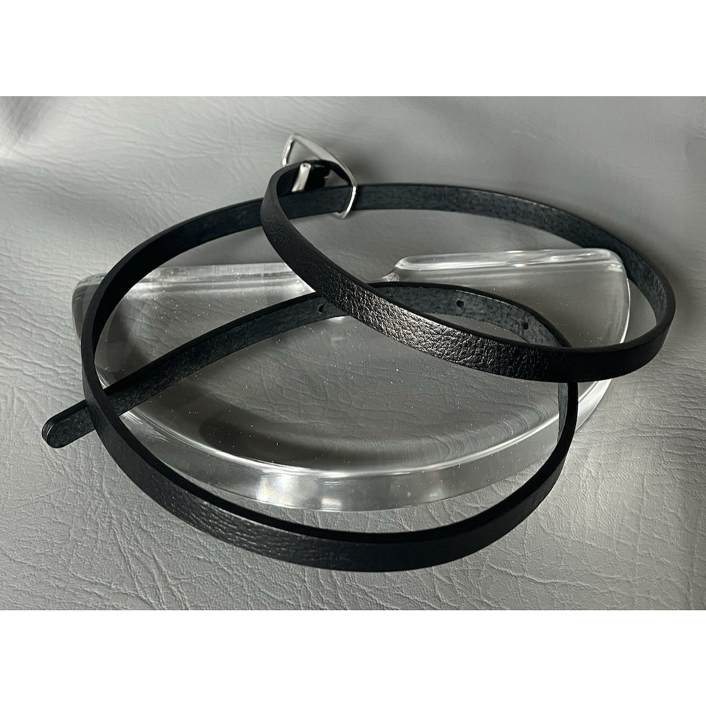 Banana Republic | Black Leather Belt | Size L 34-38 in | Silver Buckle | EUC - Picture 2 of 7